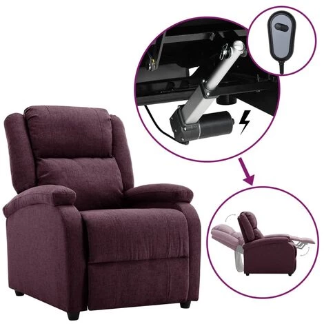 TRUE DEAL Fauteuil Inclinable électrique Violet Tissu 3 TRUE DEAL Fauteuil Inclinable électrique Violet Tissu