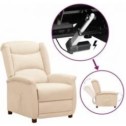 TRUE DEAL Fauteuil Releveur Inclinable Crème Tissu