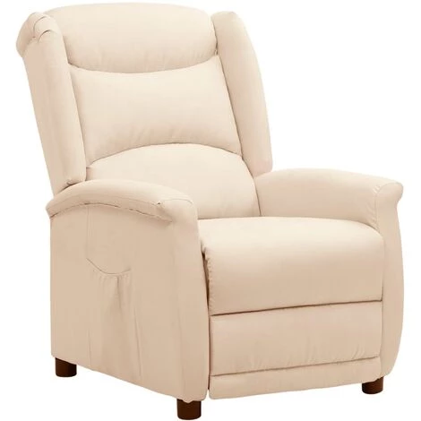 TRUE DEAL Fauteuil Releveur Inclinable Crème Tissu 4 TRUE DEAL Fauteuil Releveur Inclinable Crème Tissu – Image 2