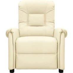 TRUE DEAL Fauteuil Inclinable électrique De Massage Crème Similicuir -Pas Cher Fauteuil Magasin 67296066 3
