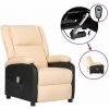 TRUE DEAL Fauteuil Inclinable De Massage Crème Similicuir Et Tissu -Pas Cher Fauteuil Magasin 67296106 1