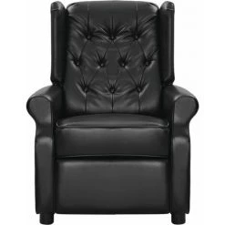 TRUE DEAL Fauteuil Inclinable Noir Similicuir Brillant -Pas Cher Fauteuil Magasin 67296114 2