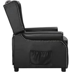 TRUE DEAL Fauteuil Inclinable Noir Similicuir Brillant -Pas Cher Fauteuil Magasin 67296114 3