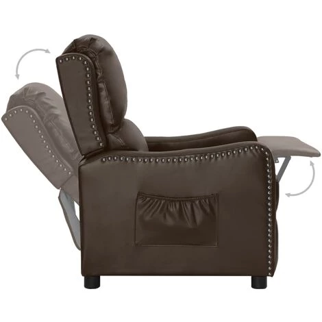 TRUE DEAL Fauteuil Inclinable Marron Similicuir Brillant 7 TRUE DEAL Fauteuil Inclinable Marron Similicuir Brillant – Image 5