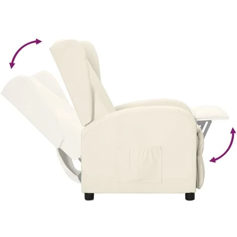 TRUE DEAL Fauteuil Inclinable Crème Similicuir 7 TRUE DEAL Fauteuil Inclinable Crème Similicuir – Image 5