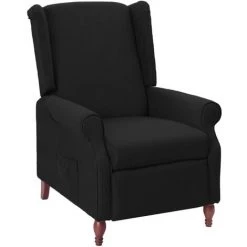 TRUE DEAL Fauteuil Inclinable Noir Tissu