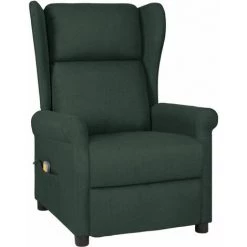 TRUE DEAL Fauteuil Inclinable De Massage électrique Vert Foncé Tissu -Pas Cher Fauteuil Magasin 67299536 2