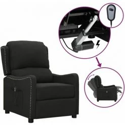 TRUE DEAL Fauteuil Inclinable électrique Noir Tissu