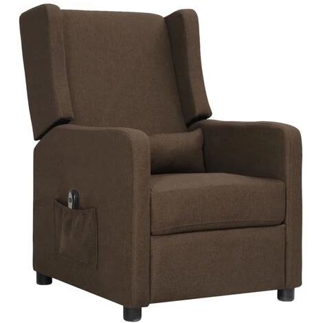 TRUE DEAL Fauteuil Inclinable électrique Marron Tissu 4 TRUE DEAL Fauteuil Inclinable électrique Marron Tissu – Image 2