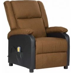 TRUE DEAL Fauteuil Inclinable De Massage Taupe Similicuir Et Tissu -Pas Cher Fauteuil Magasin 67299627 2