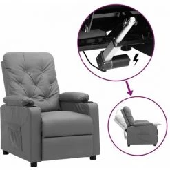 TRUE DEAL Fauteuil Releveur Inclinable Gris Similicuir
