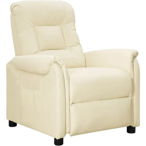TRUE DEAL Fauteuil Inclinable Crème Similicuir 3 TRUE DEAL Fauteuil Inclinable Crème Similicuir