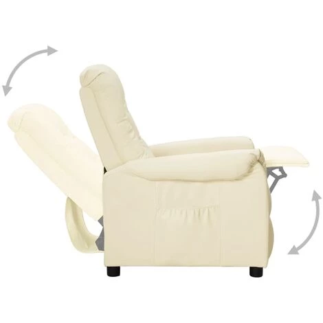 TRUE DEAL Fauteuil Inclinable Crème Similicuir 7 TRUE DEAL Fauteuil Inclinable Crème Similicuir – Image 5