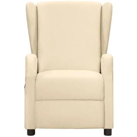 TRUE DEAL Fauteuil De Massage Inclinable Crème Tissu 4 TRUE DEAL Fauteuil De Massage Inclinable Crème Tissu – Image 2