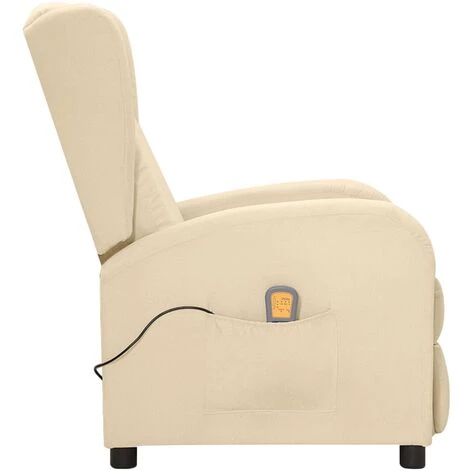 TRUE DEAL Fauteuil De Massage Inclinable Crème Tissu 5 TRUE DEAL Fauteuil De Massage Inclinable Crème Tissu – Image 3