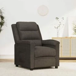TRUE DEAL Fauteuil Inclinable Gris Foncé Velours