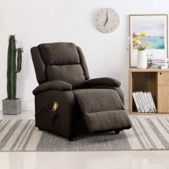 TRUE DEAL Fauteuil Inclinable De Massage Marron Foncé Tissu 9 TRUE DEAL Fauteuil Inclinable De Massage Marron Foncé Tissu -Pas Cher Fauteuil Magasin 67301118 3