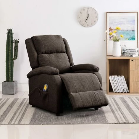 TRUE DEAL Fauteuil Inclinable De Massage Marron Foncé Tissu 5 TRUE DEAL Fauteuil Inclinable De Massage Marron Foncé Tissu – Image 3