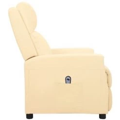 TRUE DEAL Fauteuil Inclinable électrique Crème Similicuir -Pas Cher Fauteuil Magasin 67302526 4