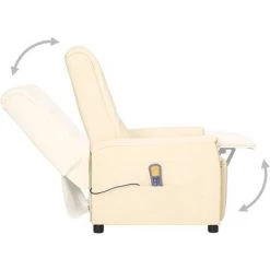 TRUE DEAL Fauteuil De Massage Inclinable Crème Similicuir -Pas Cher Fauteuil Magasin 67304193 5