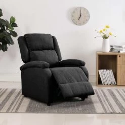 TRUE DEAL Fauteuil Inclinable Noir Tissu