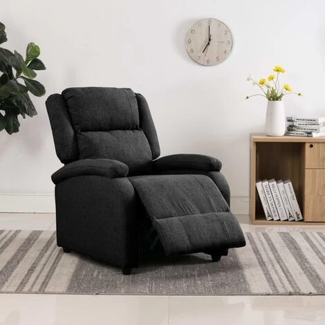 TRUE DEAL Fauteuil Inclinable Noir Tissu 3 TRUE DEAL Fauteuil Inclinable Noir Tissu