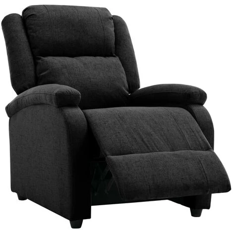 TRUE DEAL Fauteuil Inclinable Noir Tissu 4 TRUE DEAL Fauteuil Inclinable Noir Tissu – Image 2