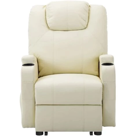 TRUE DEAL Fauteuil Releveur Inclinable Crème Similicuir 6 TRUE DEAL Fauteuil Releveur Inclinable Crème Similicuir – Image 4