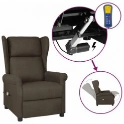 TRUE DEAL Fauteuil Inclinable De Massage électrique Marron Foncé Tissu