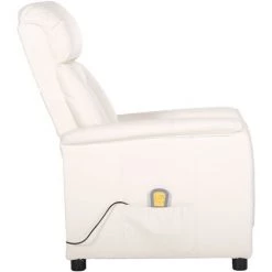 TRUE DEAL Fauteuil Inclinable électrique De Massage Blanc Similicuir -Pas Cher Fauteuil Magasin 67304359 5