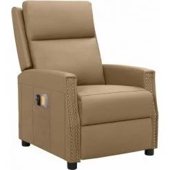 TRUE DEAL Fauteuil Inclinable électrique De Massage Cappuccino Similicuir -Pas Cher Fauteuil Magasin 67304414 2