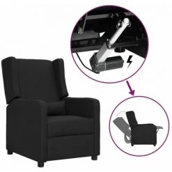 TRUE DEAL Fauteuil Releveur Inclinable Noir Tissu