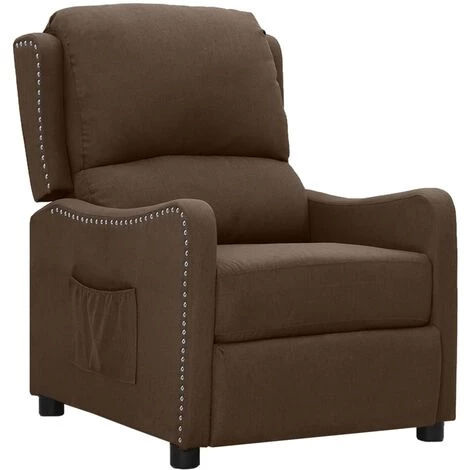 TRUE DEAL Fauteuil Releveur Inclinable Marron Tissu 4 TRUE DEAL Fauteuil Releveur Inclinable Marron Tissu – Image 2