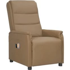 TRUE DEAL Fauteuil Inclinable électrique De Massage Cappuccino Similicuir -Pas Cher Fauteuil Magasin 67308285 2
