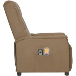 TRUE DEAL Fauteuil Inclinable électrique De Massage Cappuccino Similicuir -Pas Cher Fauteuil Magasin 67308285 4