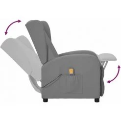 TRUE DEAL Fauteuil Inclinable De Massage Gris Similicuir -Pas Cher Fauteuil Magasin 67309158 5
