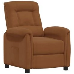 TRUE DEAL Fauteuil Inclinable Marron Tissu Microfibre 8 TRUE DEAL Fauteuil Inclinable Marron Tissu Microfibre -Pas Cher Fauteuil Magasin 67309318 2