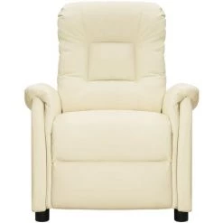 TRUE DEAL Fauteuil De Massage Inclinable Crème Similicuir -Pas Cher Fauteuil Magasin 67309319 3