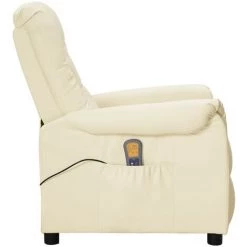 TRUE DEAL Fauteuil De Massage Inclinable Crème Similicuir -Pas Cher Fauteuil Magasin 67309319 4