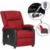 TRUE DEAL Fauteuil Inclinable De Massage Bordeaux Similicuir Et Tissu