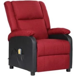 TRUE DEAL Fauteuil Inclinable De Massage Bordeaux Similicuir Et Tissu -Pas Cher Fauteuil Magasin 67310109 2