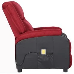 TRUE DEAL Fauteuil Inclinable De Massage Bordeaux Similicuir Et Tissu -Pas Cher Fauteuil Magasin 67310109 4