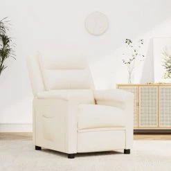 TRUE DEAL Fauteuil Inclinable Crème Similicuir