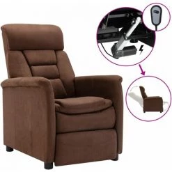 LES TENDANCES Fauteuil Inclinable électrique Marron Similicuir Daim