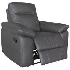 AUTRES Fauteuil Relax Manuel - LEONARA - Cuir Noir Et Marron - L 110 X P 96 X H 102 Cm -Pas Cher Fauteuil Magasin 67397113 3