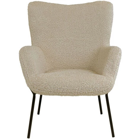 HOUSE NORDIC Fauteuil En Tissu Bouclette Et Métal - Glasgow - Couleur - Sable 4 HOUSE NORDIC Fauteuil En Tissu Bouclette Et Métal - Glasgow - Couleur - Sable – Image 2