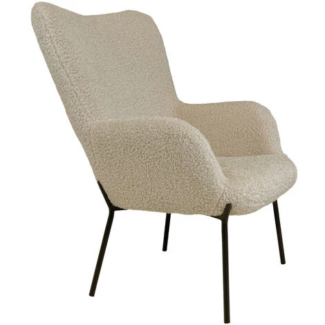 HOUSE NORDIC Fauteuil En Tissu Bouclette Et Métal - Glasgow - Couleur - Sable 5 HOUSE NORDIC Fauteuil En Tissu Bouclette Et Métal - Glasgow - Couleur - Sable – Image 3