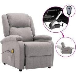 MAISONCHIC Fauteuil De Massage Inclinable électrique Fauteuil De Soins - Gris Clair Tissu
