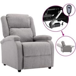 MAISONCHIC Fauteuil TV Inclinable électrique Fauteuil Relax | Gris Clair Tissu