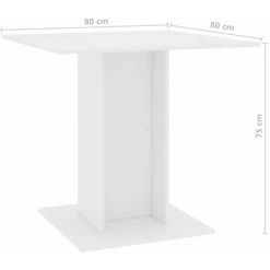 MAISONCHIC Table à Manger Table à Dîner / Blanc 80 X 80 X 75 Cm Aggloméré -Pas Cher Fauteuil Magasin 67652537 4
